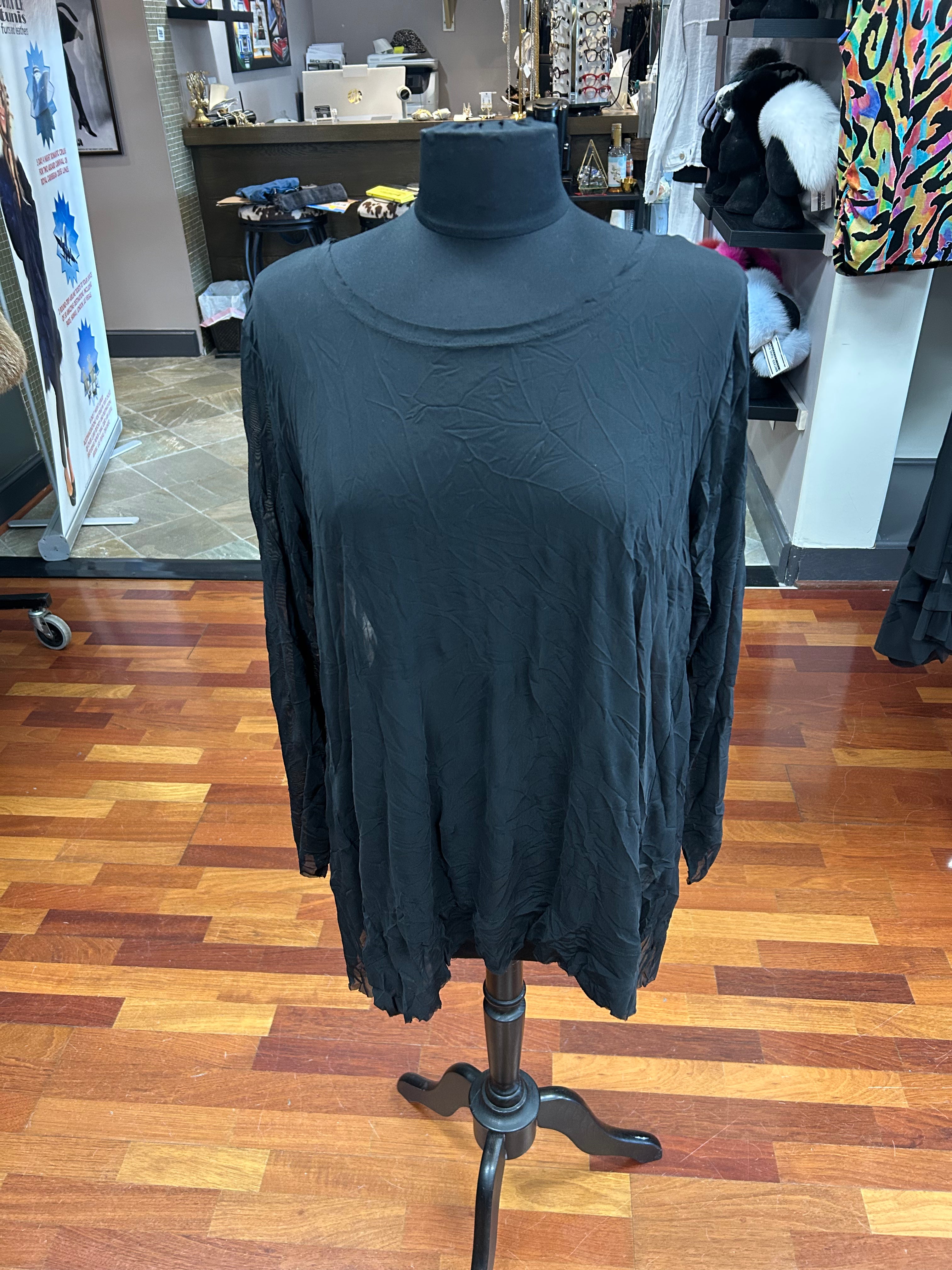 Kozan Black Crinkle Memphis Long Sleeve Top