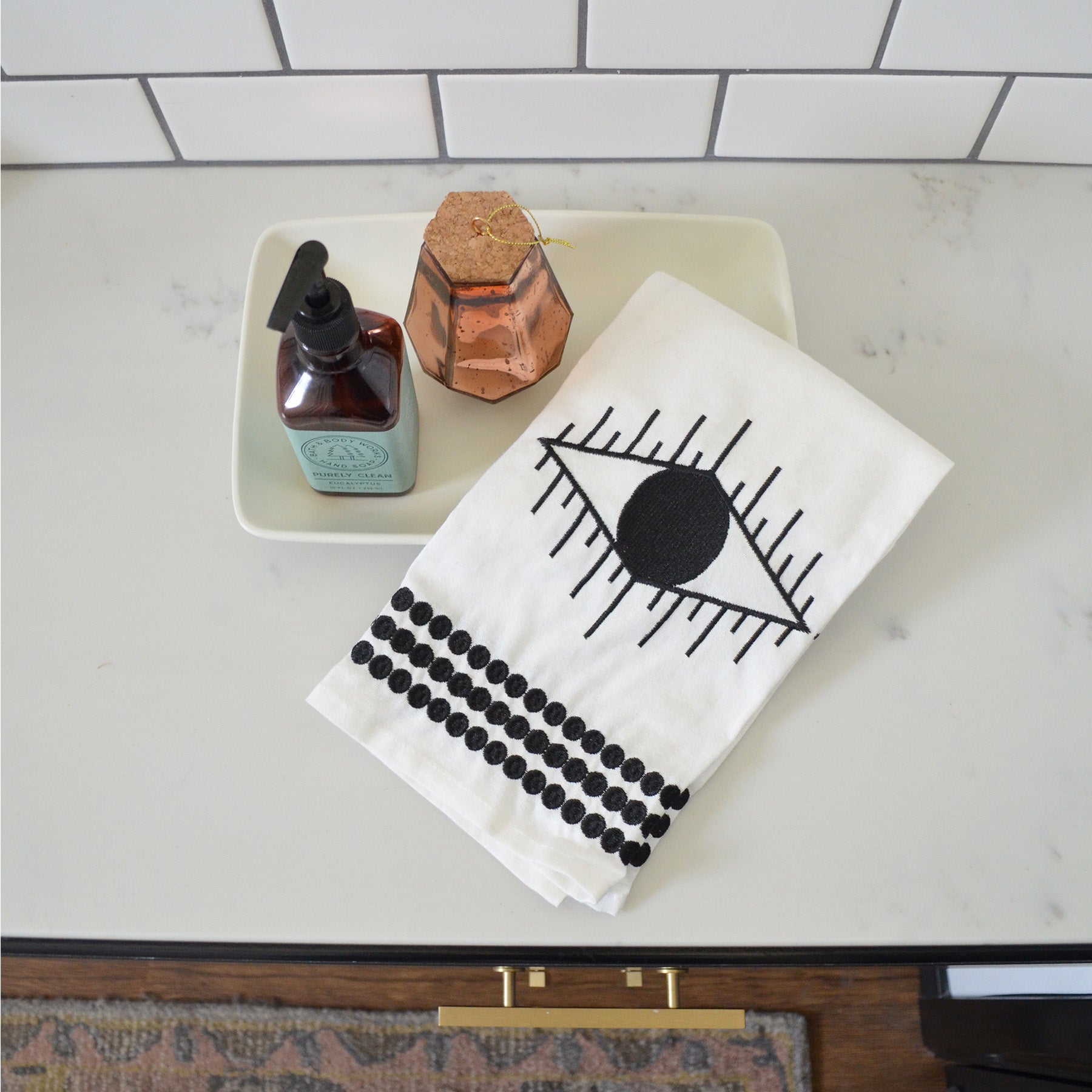 Eye of Ra Embroidered Tea Towel