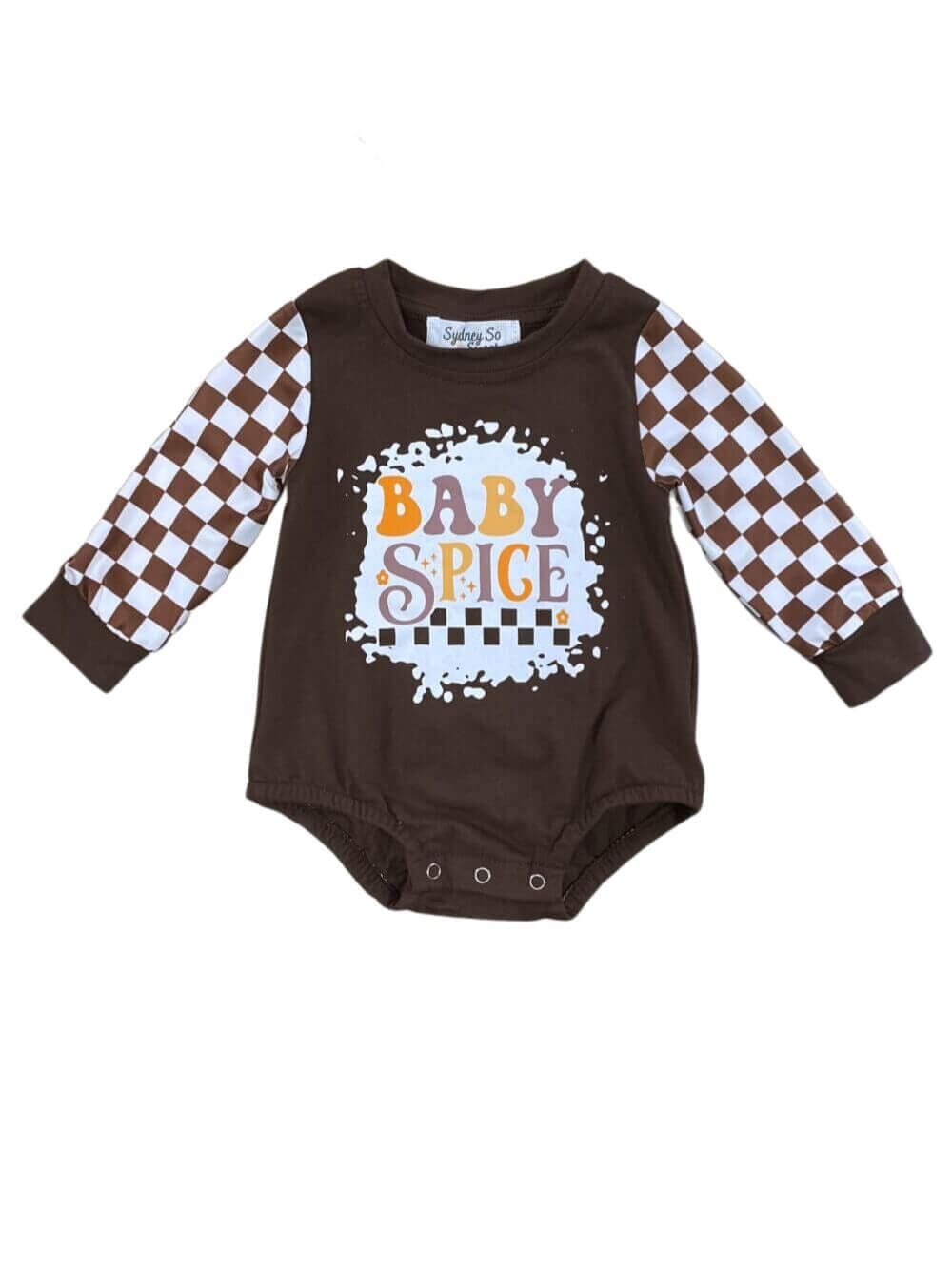 Baby Spice Brown Checker Baby Romper