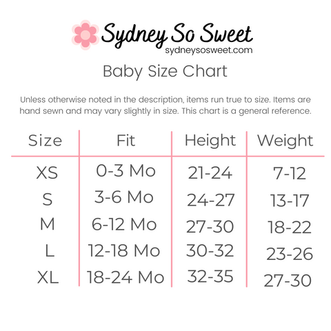 Sweet Size Chart