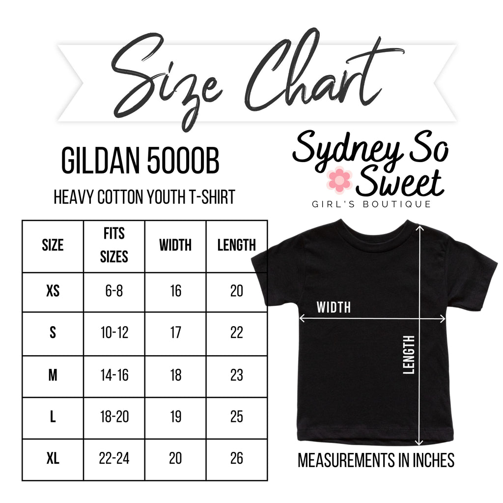 Gildan Youth T-Shirt Size Chart
