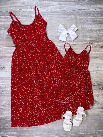 mommy and me matching red polka dot dresses for mother's day