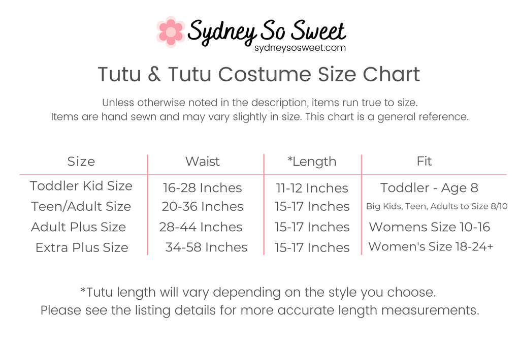 tutu size chart