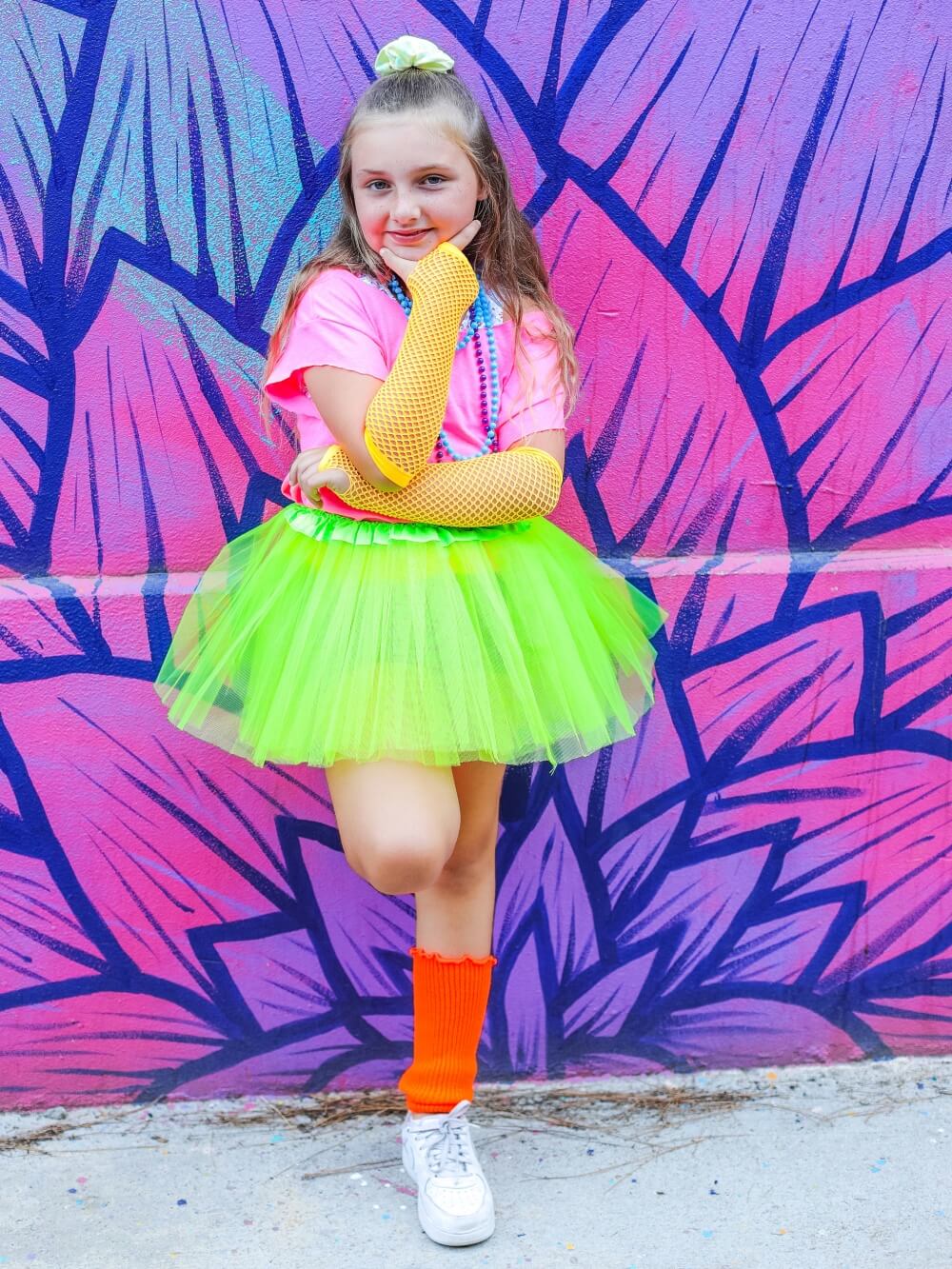 Neon Leopard Print Kids 80s Costume Leggings