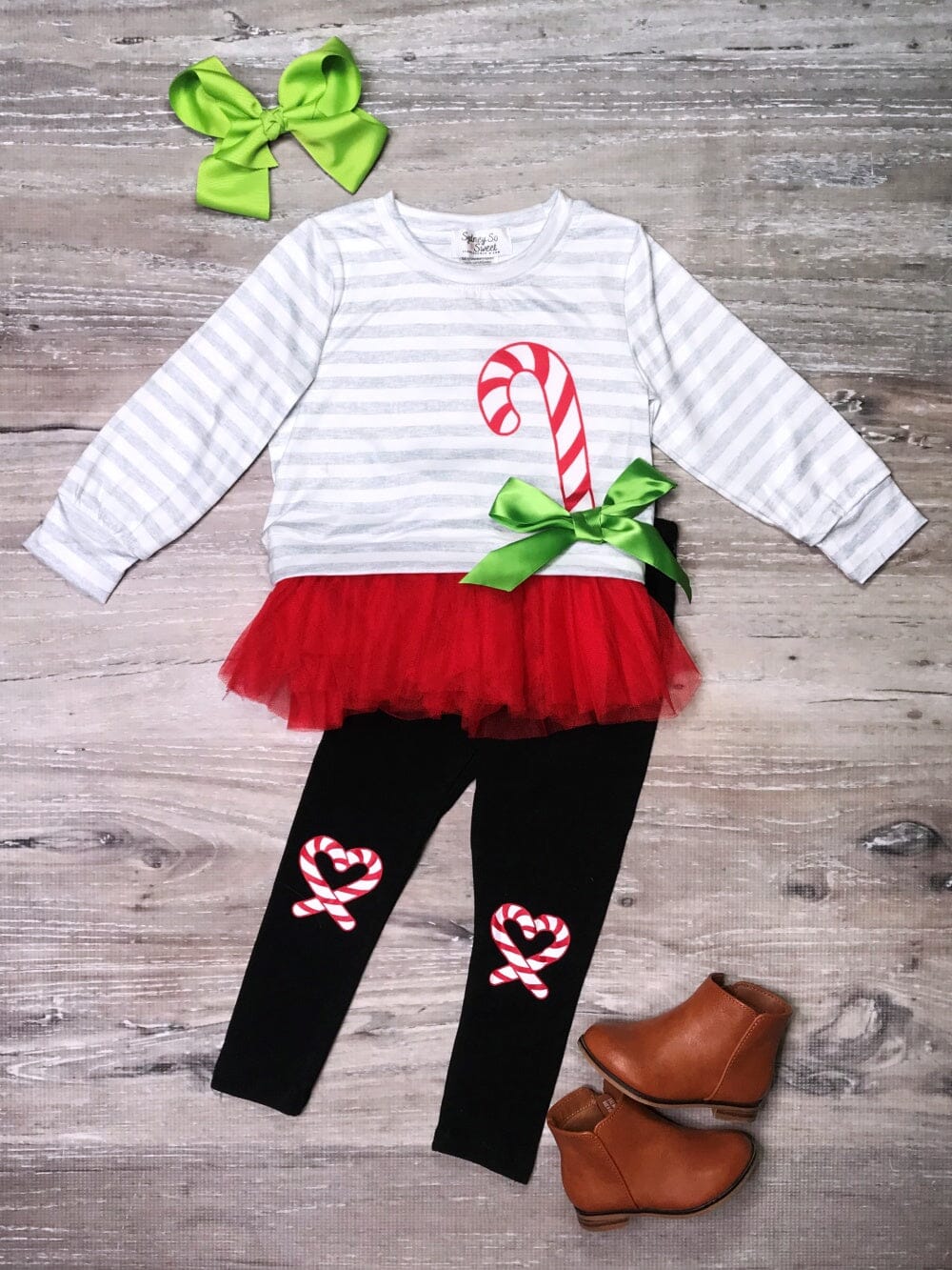 Perfectly Plaid Santa Ruffle Button Girls Christmas Leggings Outfit