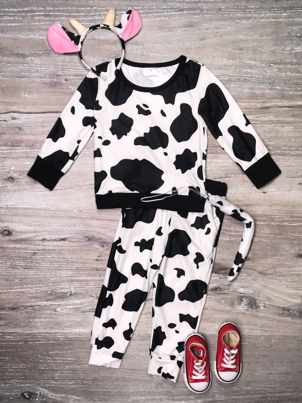 Cow Costume Lounge Set with Headband & Tail