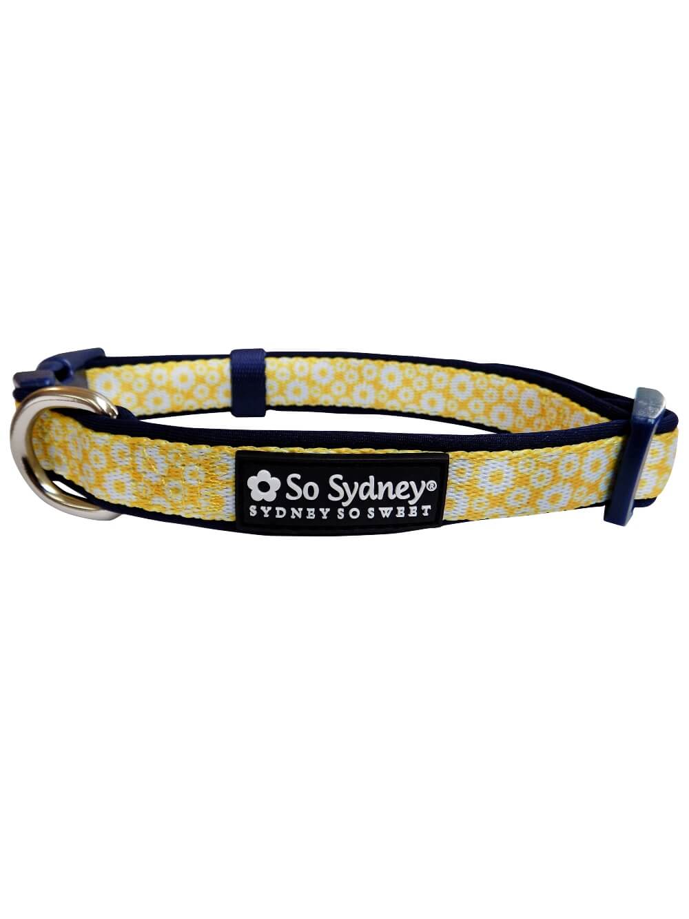 Daisy Floral Yellow & Navy Pretty Fashion Dog Collar