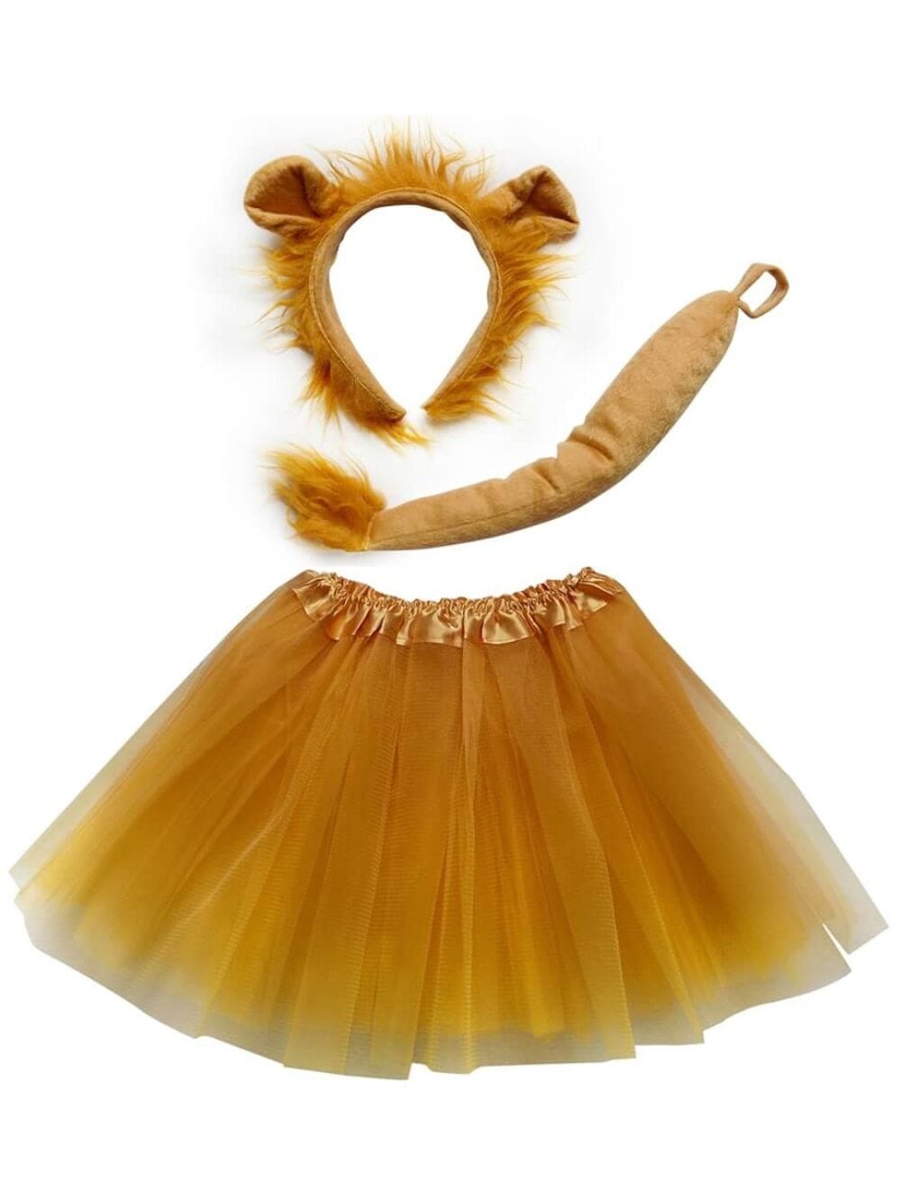 Girls Gold Lion Tutu Skirt Costume Complete with Tail & Ears