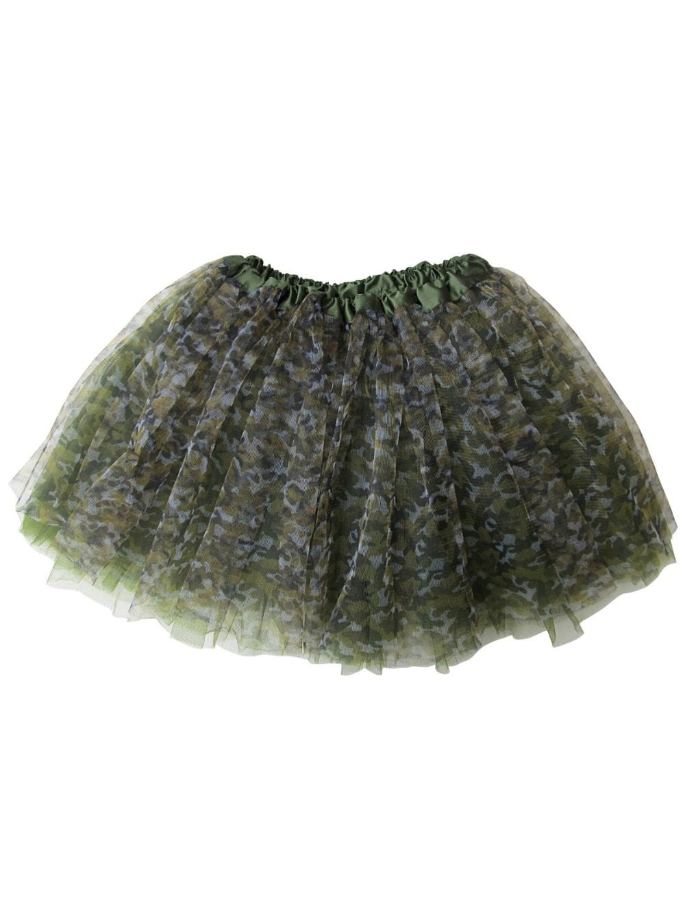 Green Camo Camouflage Tutu Skirt - Kids Size 3-Layer Tulle Basic Ballet Dance Costume Tutus for Girls