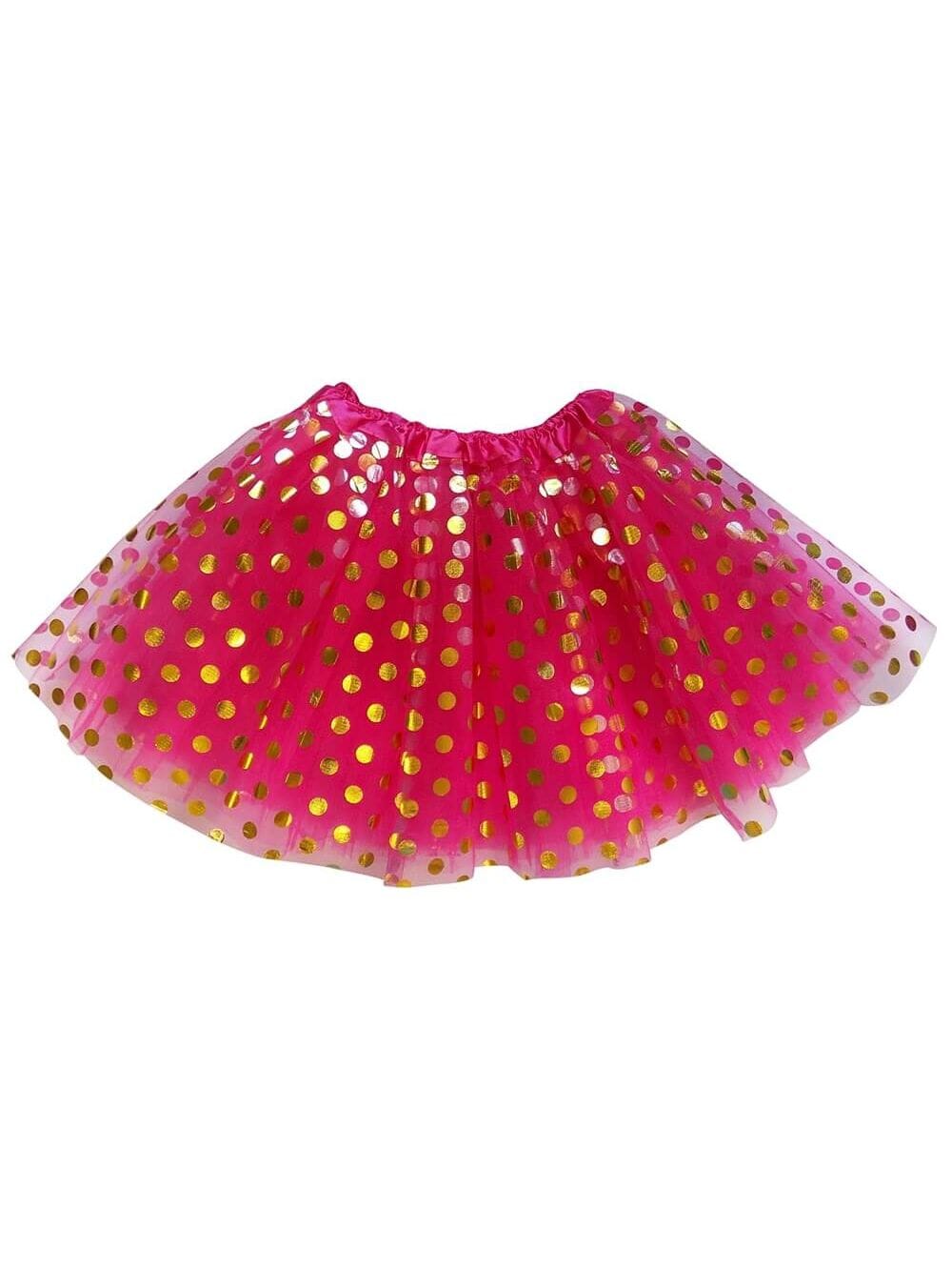 Hot Pink and Gold Polka Dot Tutu Skirt Costume for Girls, Women, Plus