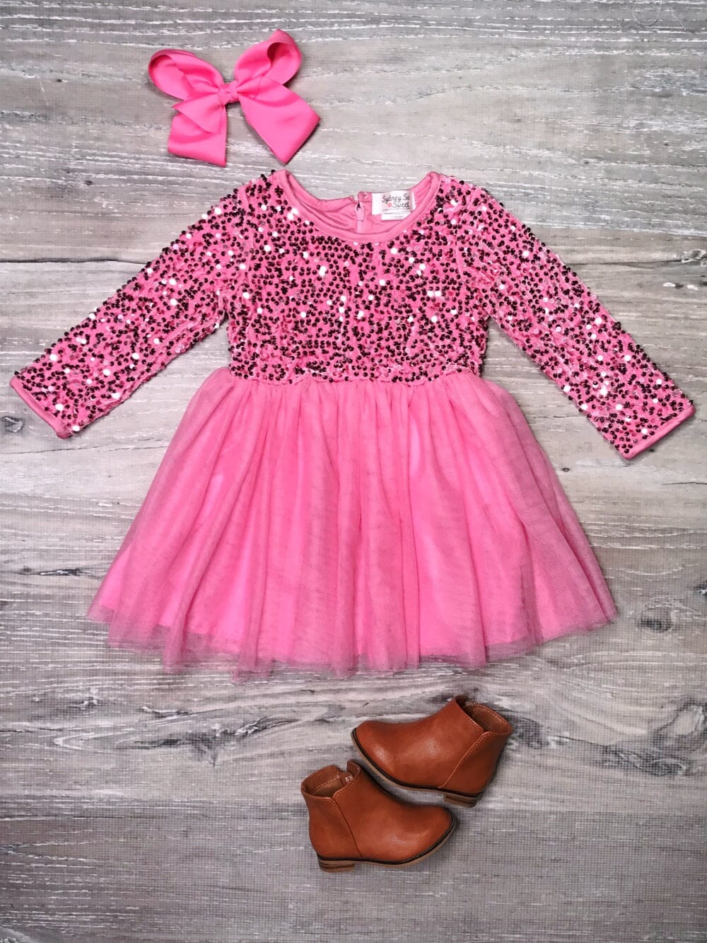 Hot Pink Sequin Velvet Tulle Chiffon Girls Special Occasion Tutu Dress