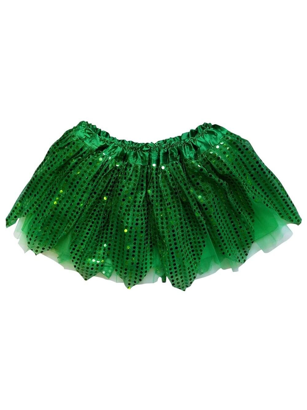 Green Sparkle Running Tutu Skirt Costume for Girls, Women, Plus