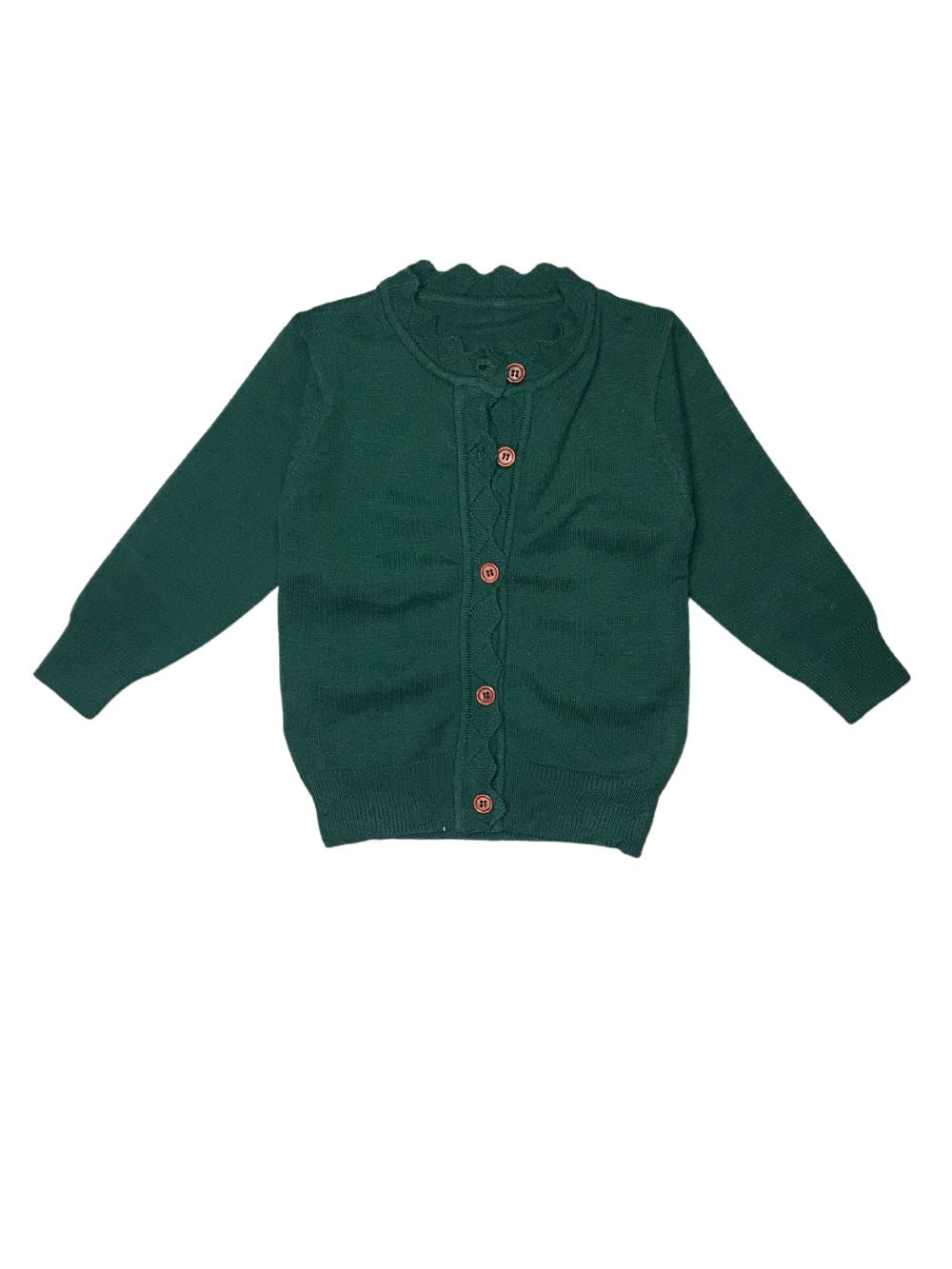 Emerald Green Ruffle Button Up Girls Cardigan Sweater