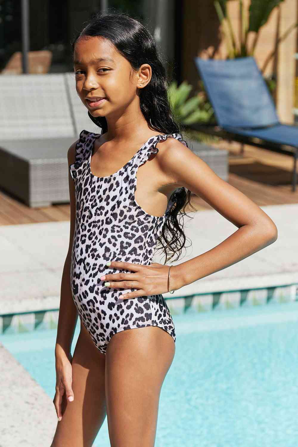 Float On Ruffled One-Piece Girls Swimsuit in Cat