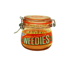 Weedies Natural Breakfast Buds orange glass stash jar