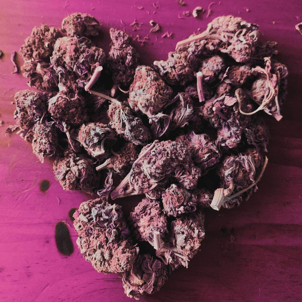 A heart made out of weed nugs