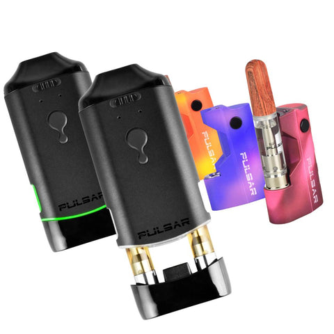 Pulsar DuploCart and GiGi cartridge vapes side by side, but image is not to scale.