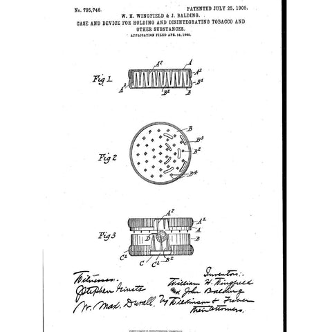 Original Grinder: Illustration Filed With Patent Office in 1905