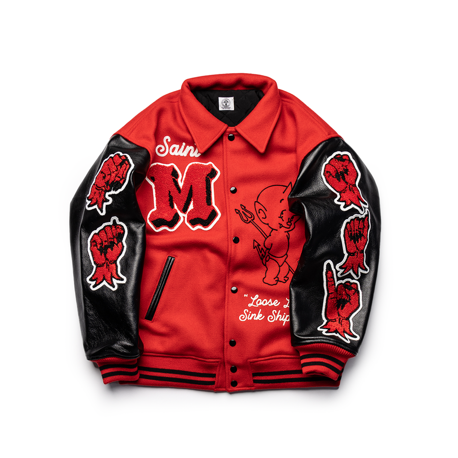 SAINT MICHAEL - Devil M Varsity Jacket (Red)