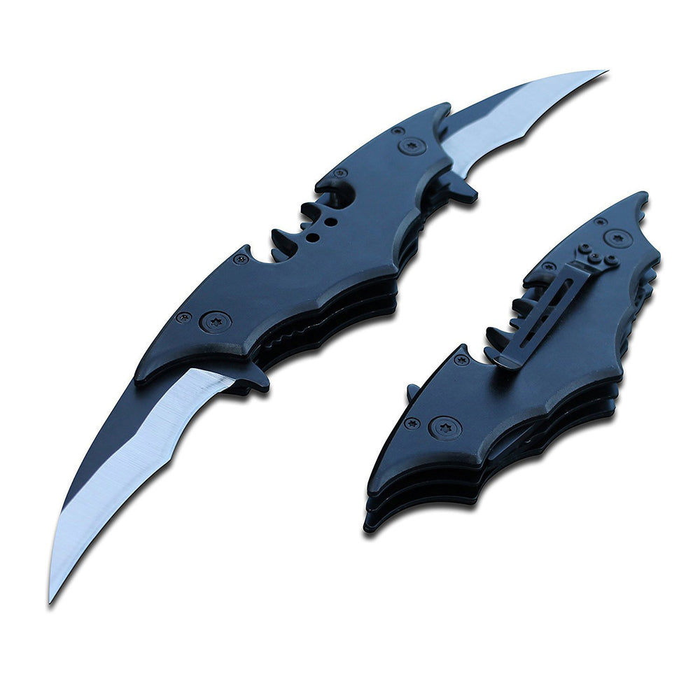 Batman Dark Knight Bat Spring Assisted Folding Double Blade Dual Pocke —  /