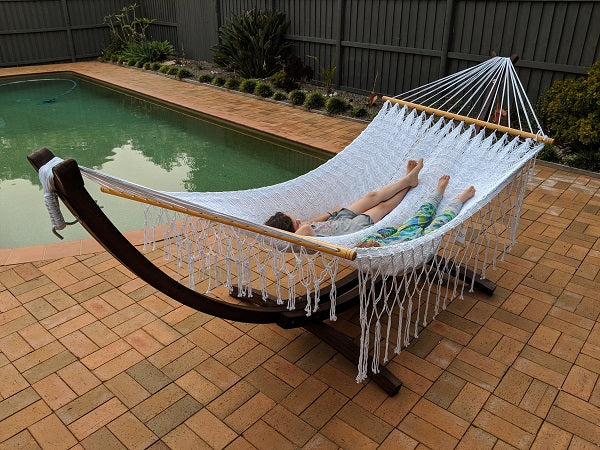 Hammocks Australia White Polyester Spreader Bar Hammock