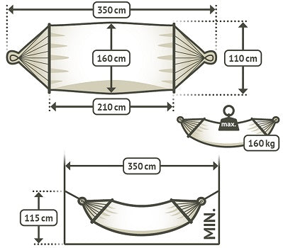 Colombian Double Hammock dimensions