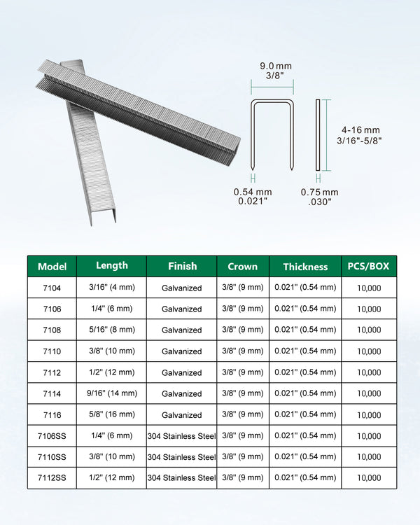 21 Gauge Long Nose Stapler, 80 Series 1/2 Crown, 1/4-5/8 Staples