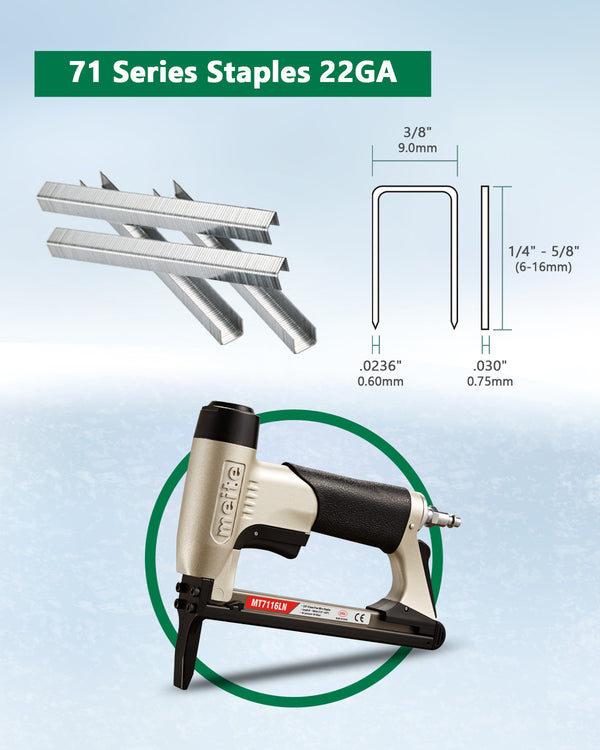 7116L 22 GA Pneumatic Upholstery Stapler with Long Nose fits 3/8'' Crown  1/4'' to 5/8'' Length Staples