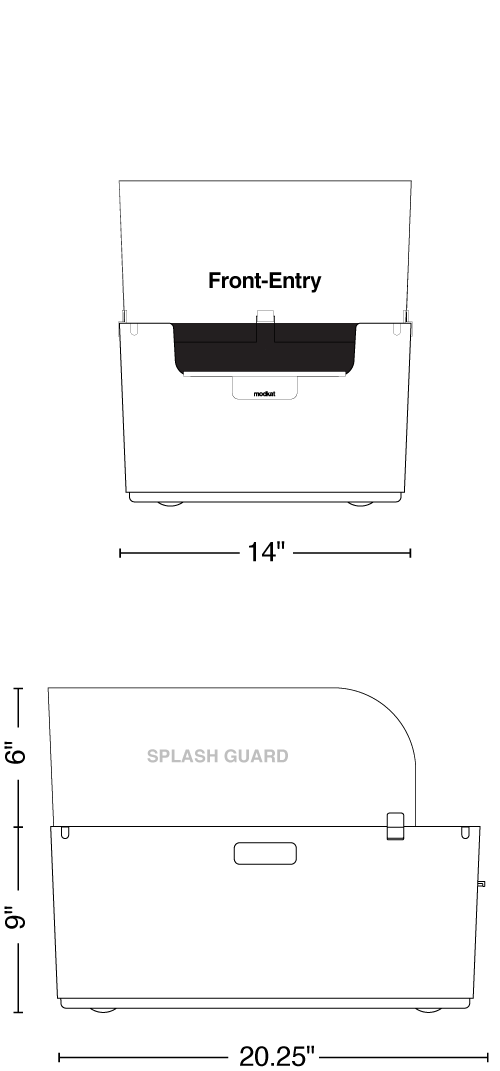 Modkat MKXL103 XL Litter Box Top-Entry or Front-Entry Configurable White