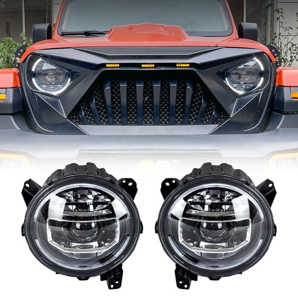 9-Inch LED Halo Headlights w/Start-up Animation for 18-23 Jeep Wrangler