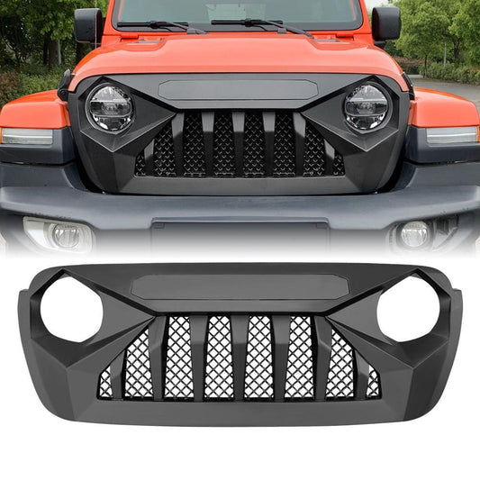 Allinoneparts 2018-2019 Jeep Wrangler JL JLU Shark Grill for Jeep Wrangler  Accessories & Rubicon Sahara Sport, ABS - Matte Black