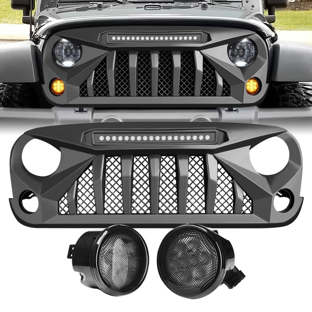 2007-2018 Jeep JK Gladiator Grille Off-Road Light & Smoked Turn Lights