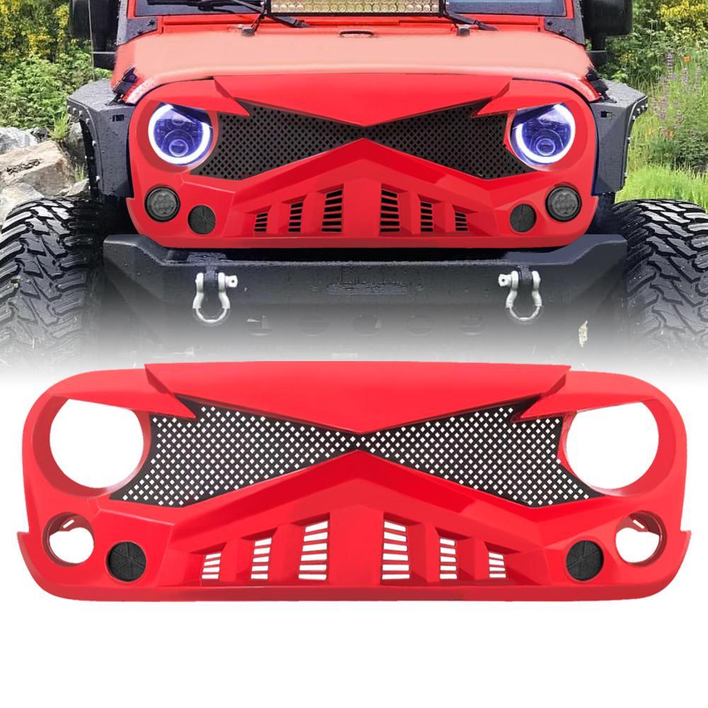 07-18 Jeep Wrangler JK Hawke Grille Red | AMOffRoad | Free Shipping