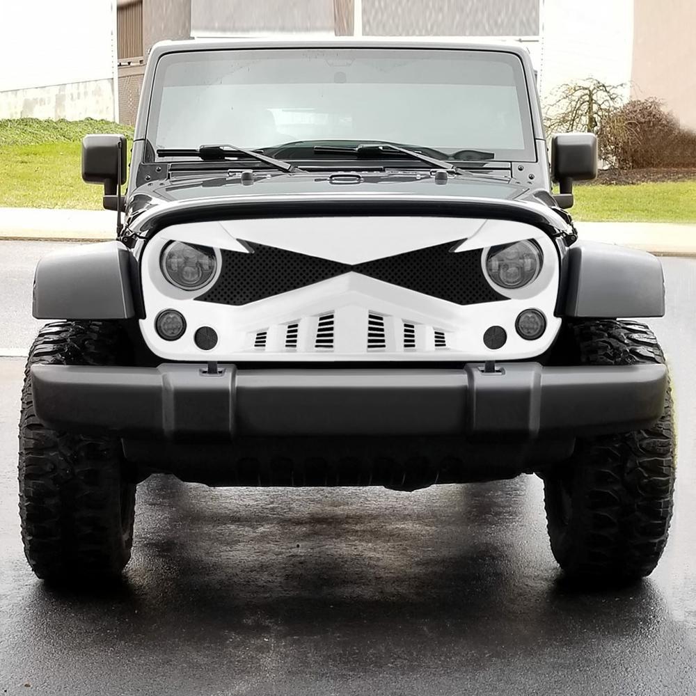 07-18 Jeep Wrangler JK Hawke Grille White | AMOffRoad | Free Shipping