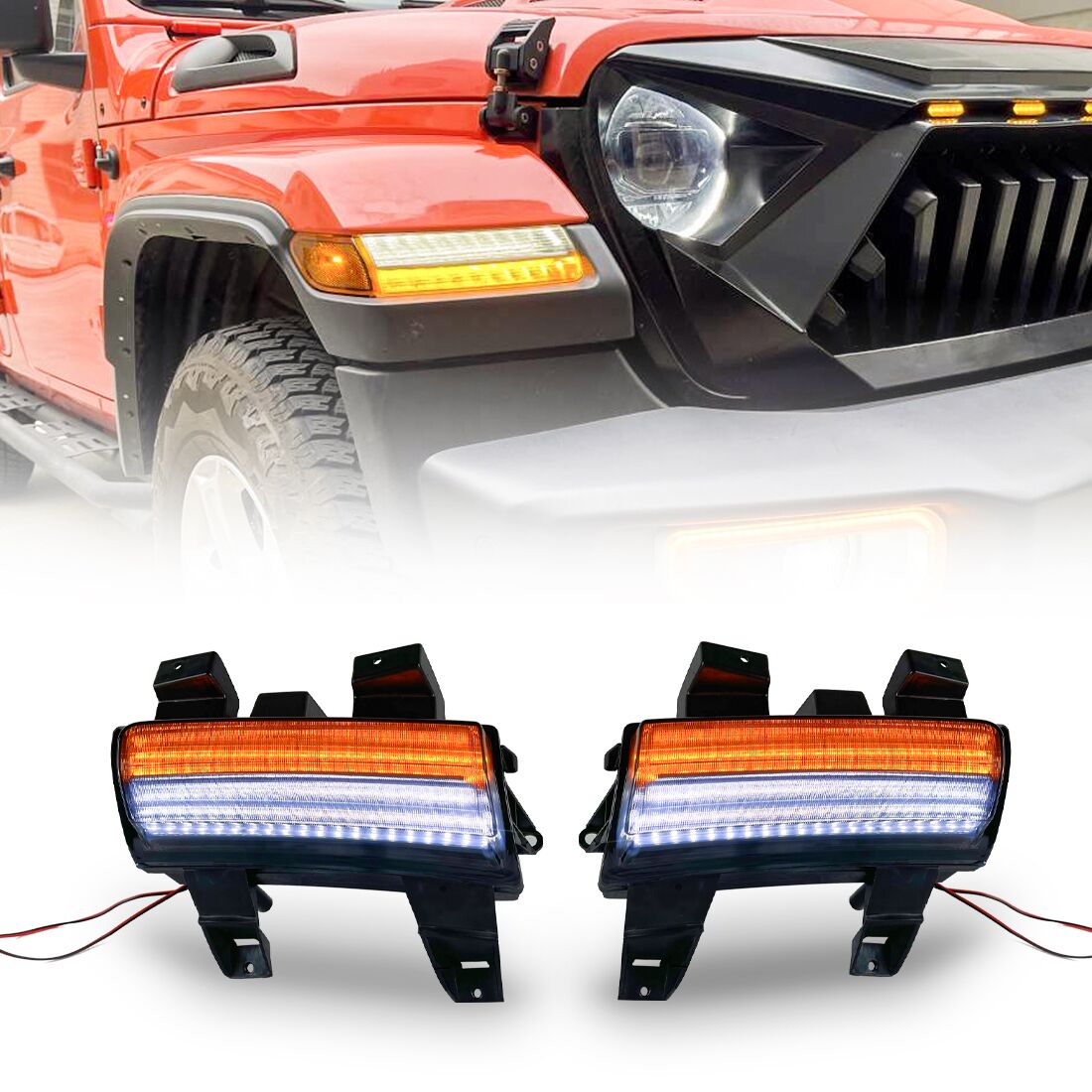 LED Fender Light w/ Sequential Turn Signals for 18-22 Jeep Wrangler JL & Gladiator JT(Excluding Sports)
