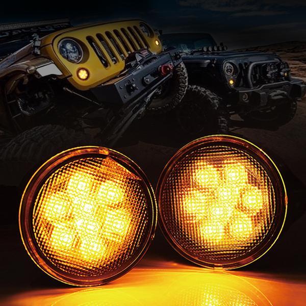 Smoked LED Turn Signal Lights for 07-18 Jeep Wrangler JK/ JKU