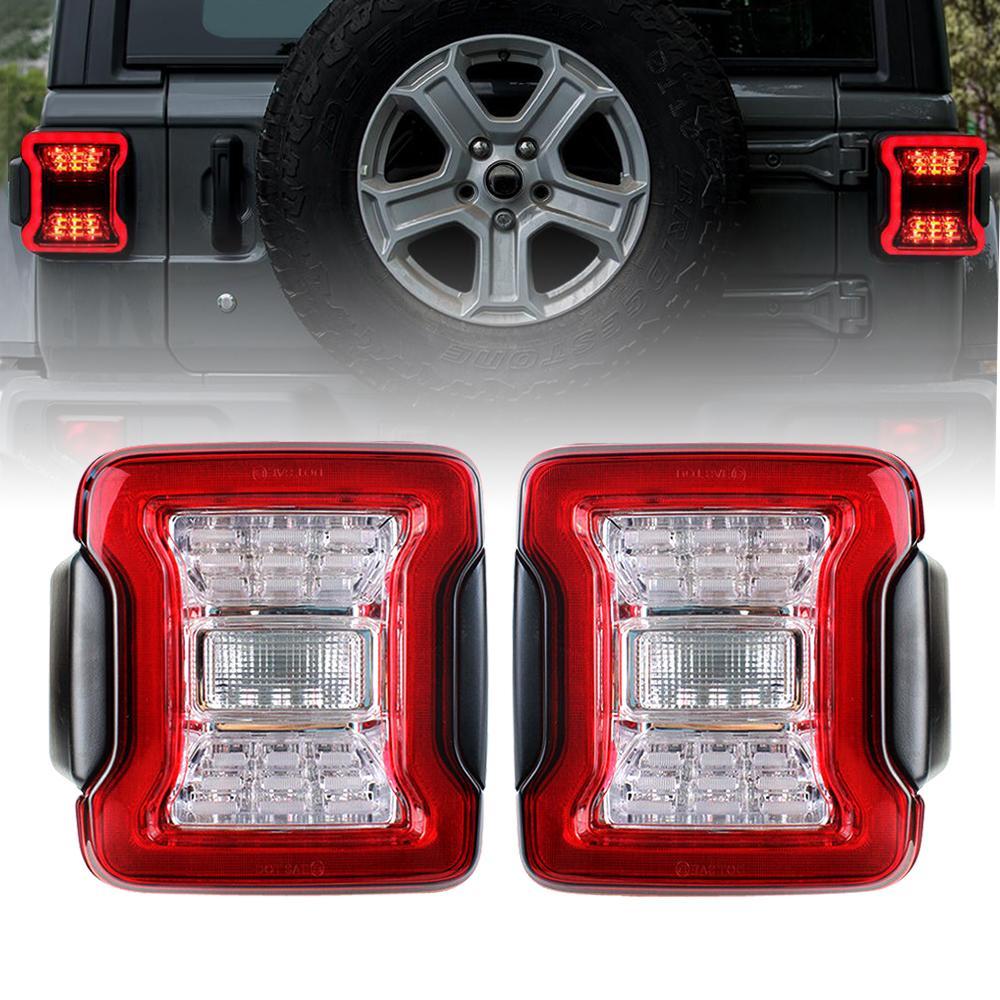 Red LED Tail Lights for 18-22 Jeep Wrangler JL