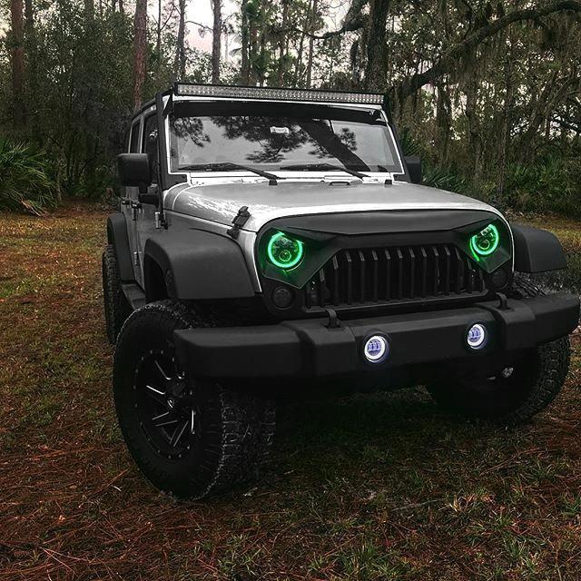 RGB Halo Headlights for 97-18 Jeep Wrangler TJ/ JK (DOT Approved)