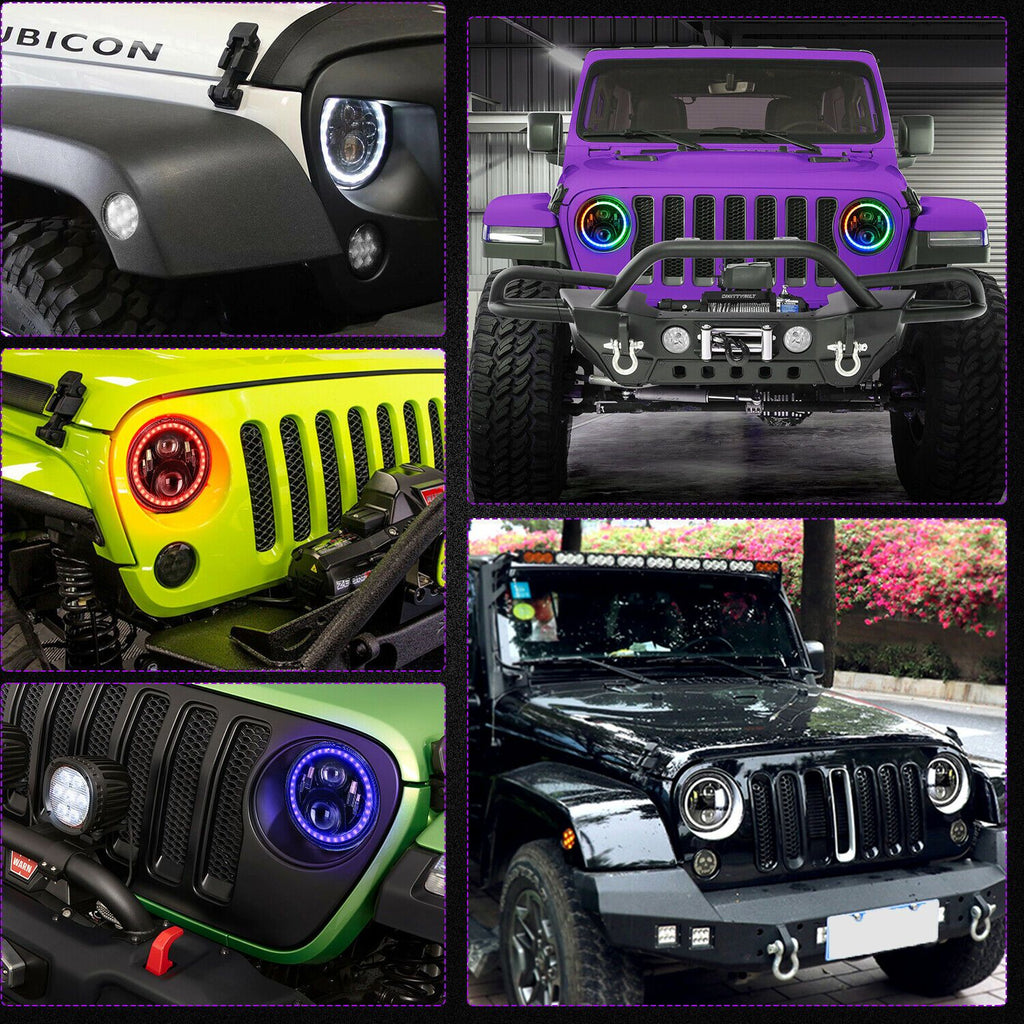 RGB Halo Headlights & RGB Halo Fog Lights Combo for Jeep Wrangler TJ/