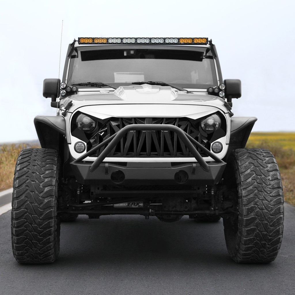 Jeep Wrangler JK Shark Grille (White) | AMOffRoad | Free US Shipping