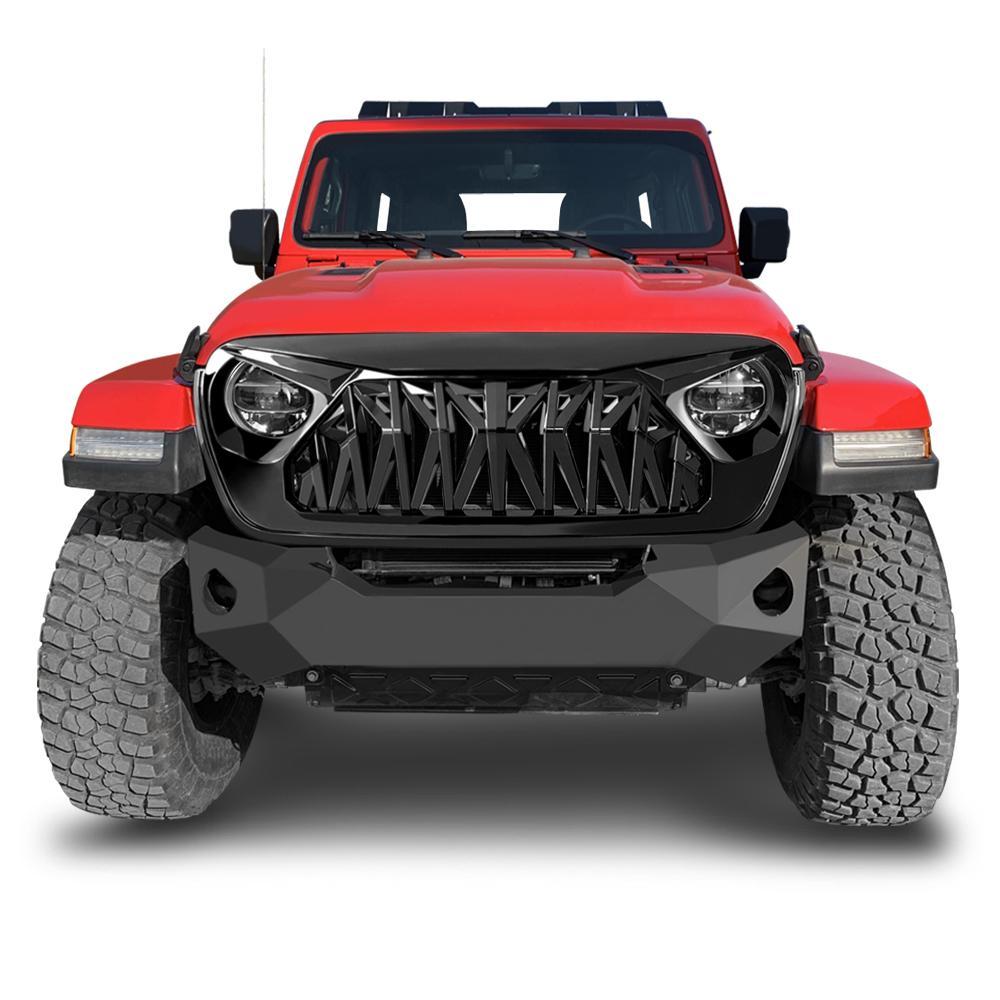 2018 - 2021 Jeep Wrangler JL Shark Grille Glossy Black | AMOffRoad |