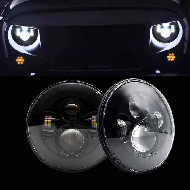 Smoked Lens LED Headlights for 97-18 Jeep Wrangler TJ/ JK (DOT Approve