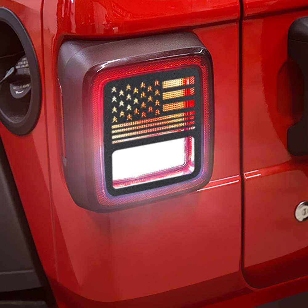 18-19 Jeep JL US Flag Tail Light Covers | AMOffRoad | Free Shipping