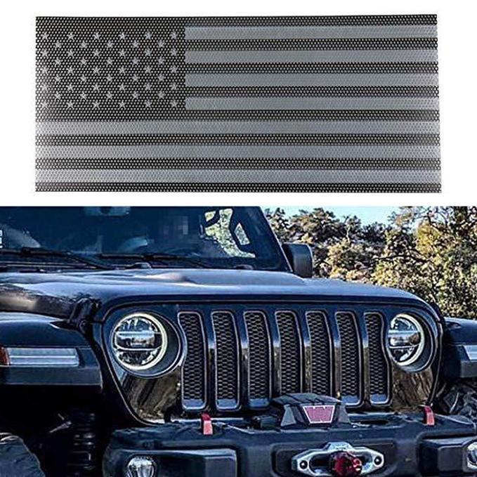 18 - 21 Jeep Wrangler JL US Flag Mesh Grille Insert Gray | AMOffRoad