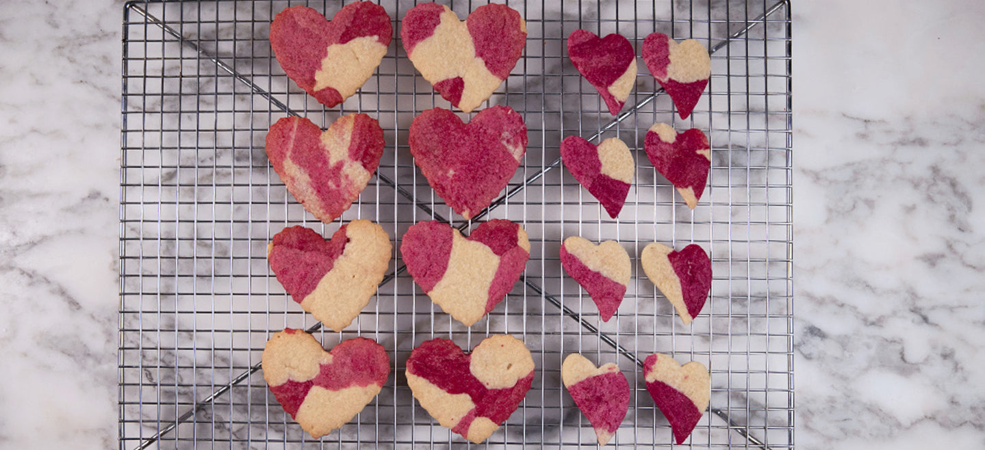 allergy friendly patchwork quilt heart shaped cookies