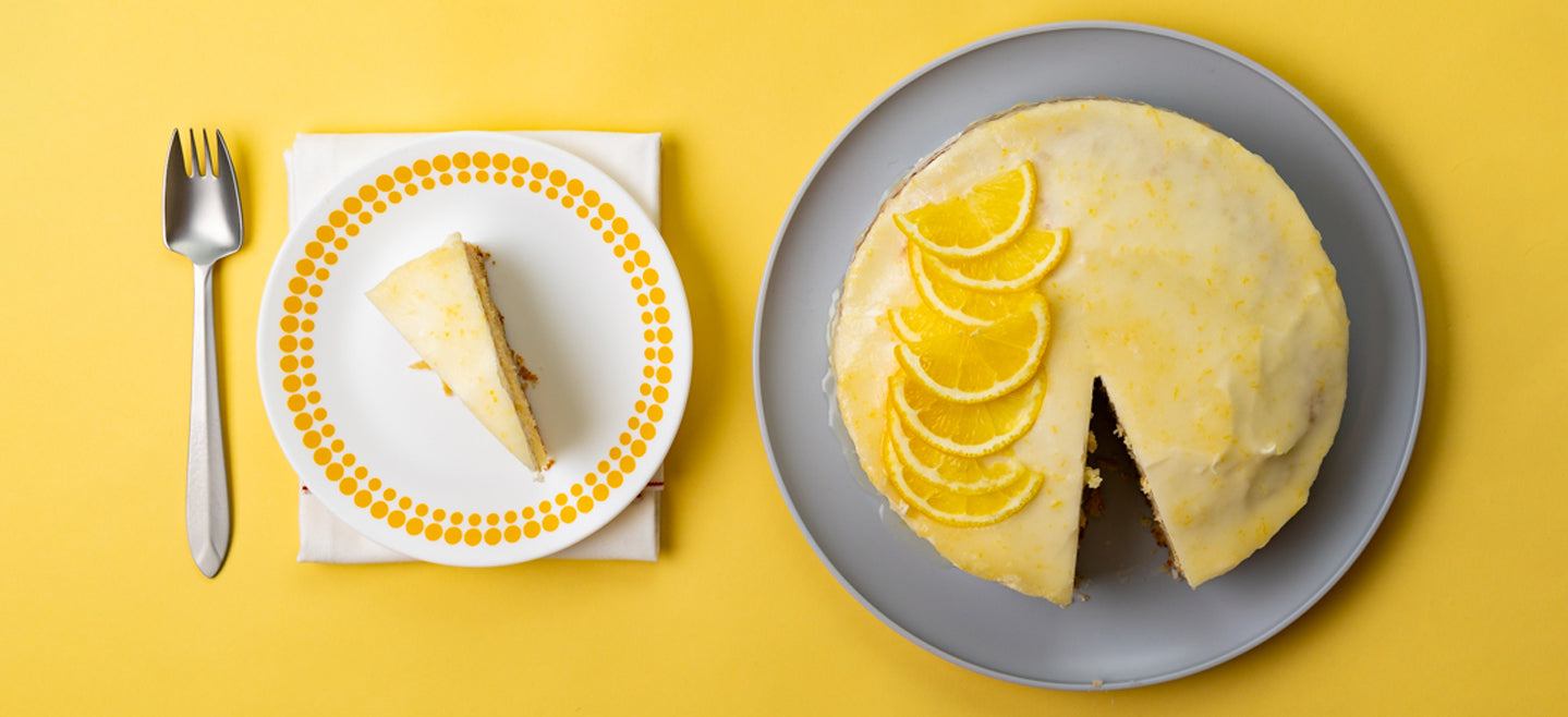 allergy friendly lemon cake with earl grey glaze