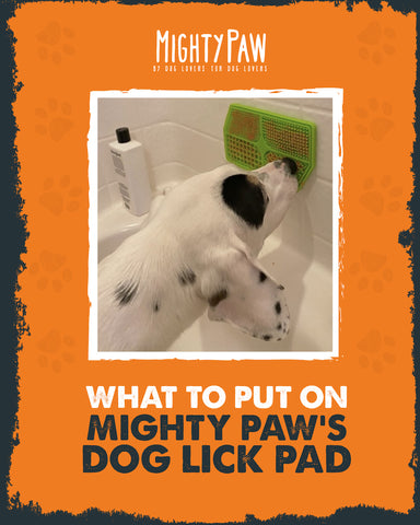 Mighty Paw Dog Lick Pad Food Grade Silicone Mat for Fun, Anxiety, and Boredom Relief. Strong Suction Cups for Easy Grooming and Slow Feeding Supports