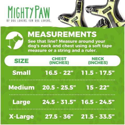 Mighty Paw Dog Sport Harness 2.0 Measurements