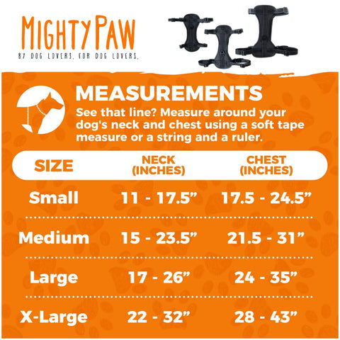 Mighty Paw Vehicle Safety Harness Measurements