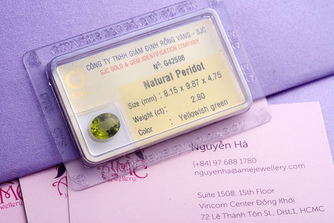 đá quý tự nhiên peridot kiểm định sjc của ame jewellery